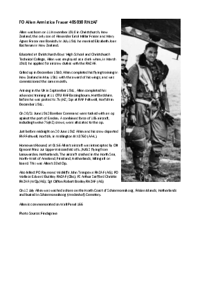 A preview of a PDF biography for Fraser, Allen Armistice